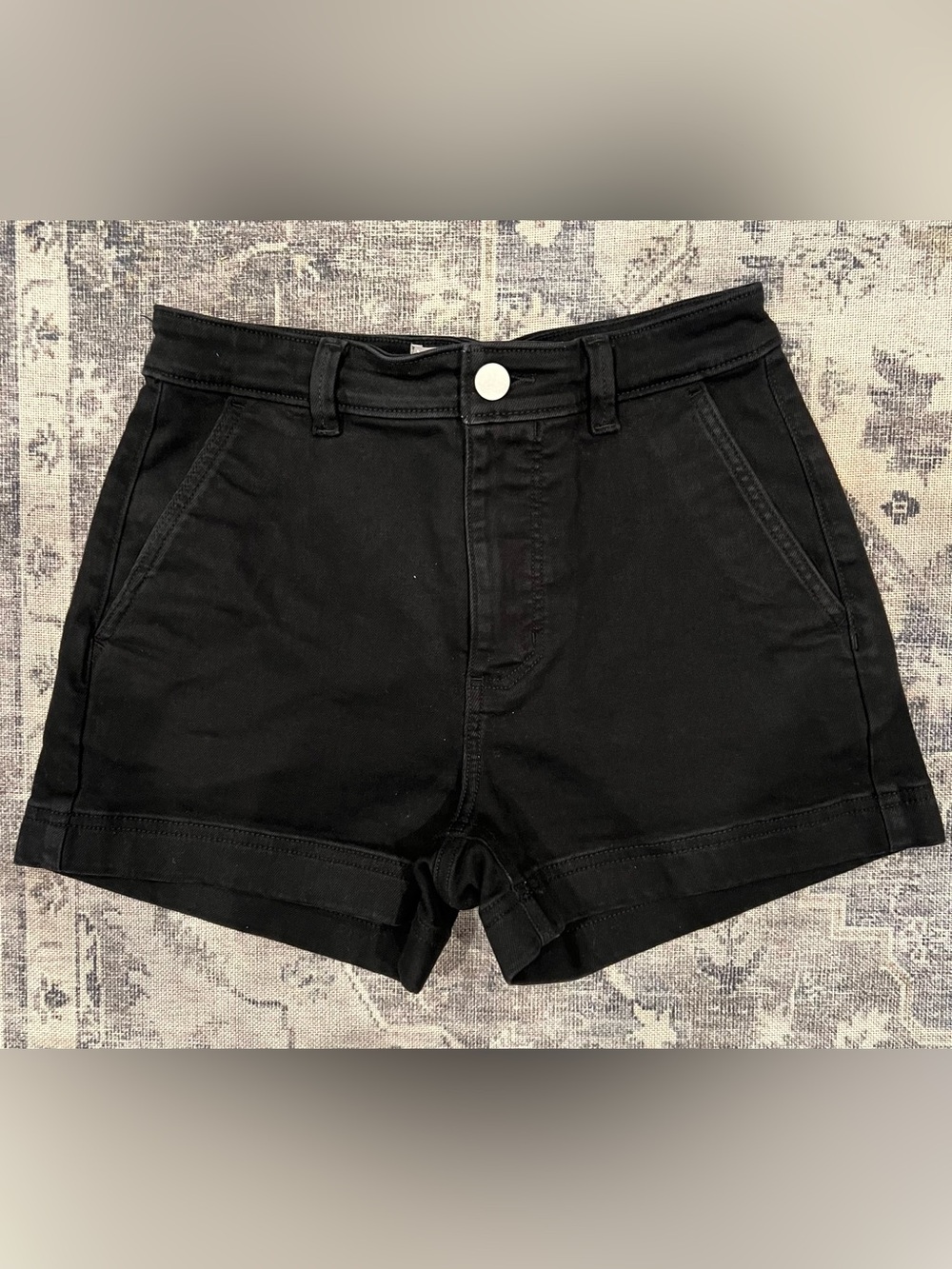 Everlane Black High-Waist Cotton Blend Shorts